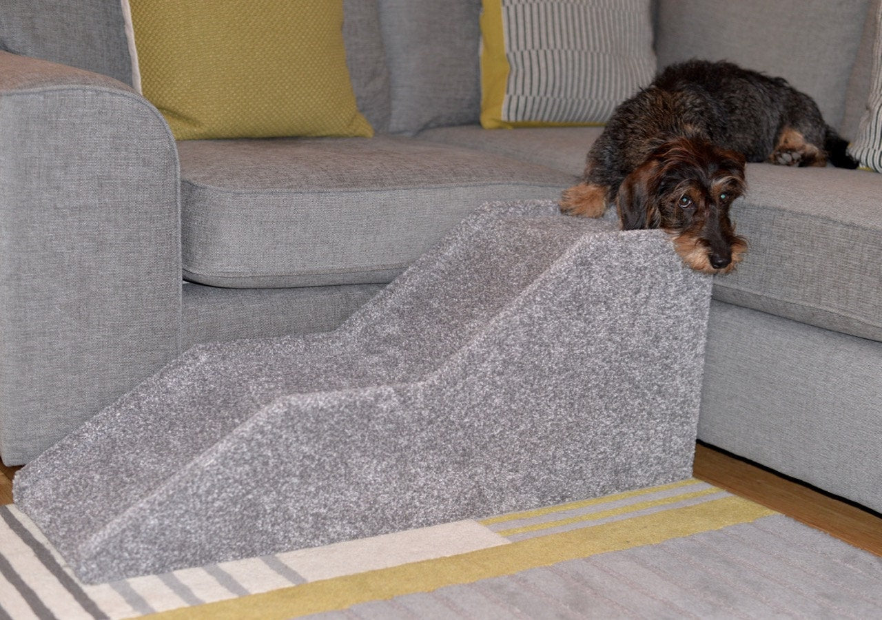 30cm (12") High Double Landing Carpeted Wood Dog, Cat, Pet Ramp